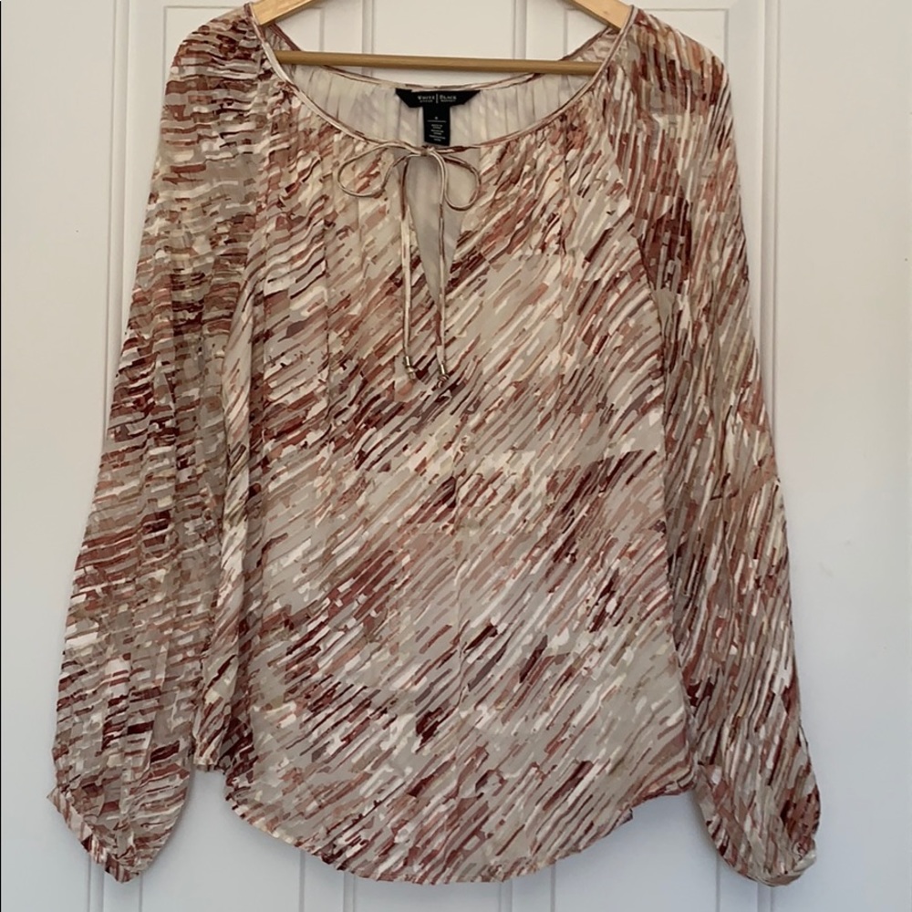 White House Black Market silk blend peasant blouse